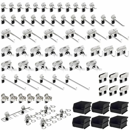 TRITON PRODUCTS 72 Pc Stainless Steel Hook & Bin Assortment for Stainless Steel LocBoard 66 Asst Hooks & 6 Bins SSLH2-Kit